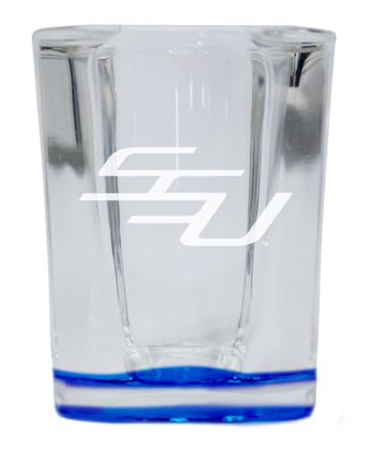 Vaso de shot cuadrado con base azul 2 oz, pack de 2