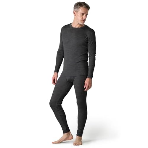 LAPASA Men’s 100% Merino Wool Base Layer Set Long Sleeve, Lightweight Soft Thermal Underwear Top & Bottom (Thermoflux M31 M126)