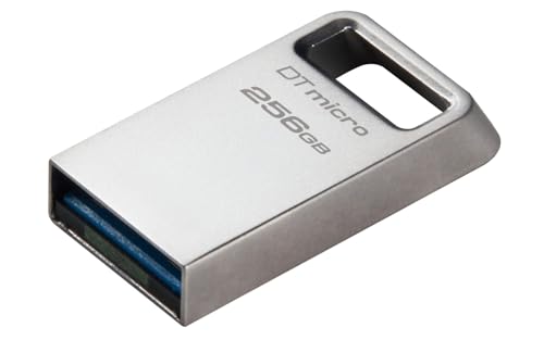 Kingston DataTraveler Micro 256GB USB Flash Drive | Ultra-Small Premium Metal Design | USB 3.2 Gen 1 | Speeds up to 200MB/s | DTMC3G2/256GB,Silver