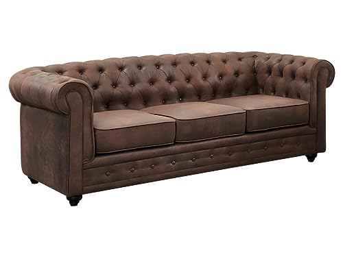 Vente-unique-Couchgarnitur 3+2+1 - Microfaser - Vintage-Look - Chesterfield – Bild 5