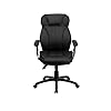 Flash Furniture Hansel High Back Black LeatherSoft Multifunction Executive Swivel Ergonomic Office Chair with Lumbar Support Knob with Arms