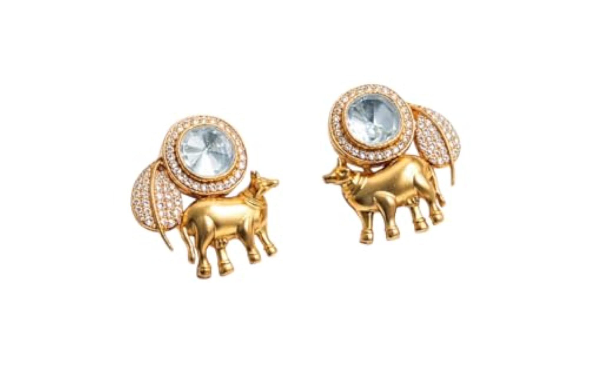 Women's Polki Style Zircon Stud Earrings, Elegant Design