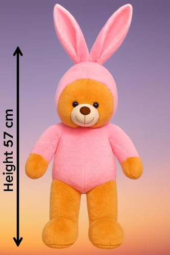 Image of SARO Soft Teddy Bear with Converitible Head Design|Colour Soft Toy for Girls Boys Kids Baby | Best Gift for Valentines, Birthday, Anniversary (Brown Pink 57Cm Hight)