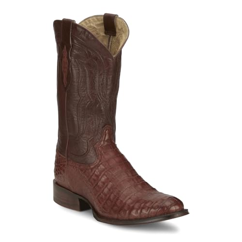 Tony Lama Mens Tremaine Croc Embossed 12 Inch Round Toe Dress Boots Mid Calf - Brown - Size 10.5 D2