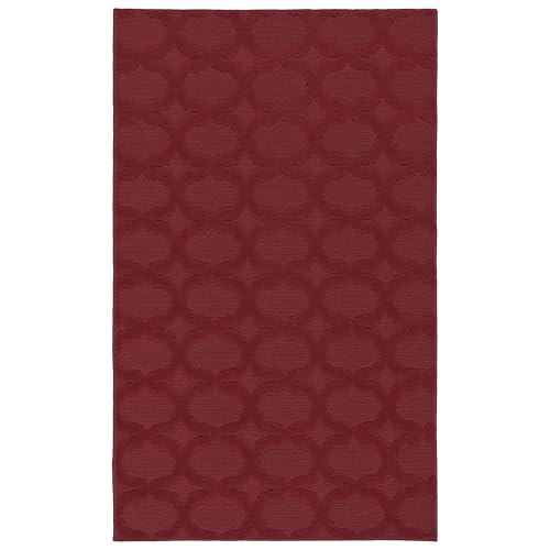 Garland Rug Sparta Non Slip Polypropylene 3 Ft. X 5 Ft. Chili Pepper Red Area Rug- Ideal for Living Rooms & Hallways, Stylish & Durable for High-Traffic Areas