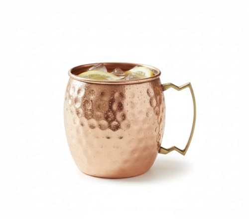 BRACOP Taza de agua de vidrio de cobre copa martillada jarra juego de 1 taza de cobre puro utensilios de cocina taza Moscow Mule Ayurveda para cócteles utensilios florales termo jarra de agua