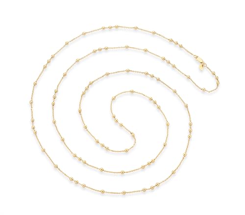 Miabella Italian 18K Yellow or Rose Gold Plated Beaded Ball Rosary Long Wrap Layering Station Chain Necklace for Women, 60"2