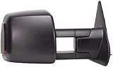 Fit System - 70103T Passenger Side Towing Mirror for Toyota Tundra Pick-Up, Sequoia, w/Turn Signal & Running Lights, extendable, Dual Mirror, Textured Black, Foldaway, Heated Power