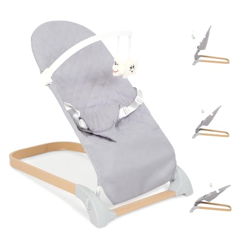 LIWEGHT Portable Baby Bouncer Seat Newborn To Toddler(0-12 Months) 3 Modes of Use with Rocker and Stationary Convenient Babies Bouncer Seat and Portable Baby Chair Includes Toys Bar & Hanging Toys