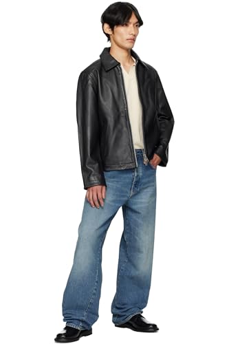 Image of Men's Black Leather Short Jacket | Women Classic Zip Front Casual Biker Style | Slim Fit Winter Outerwear | Stylish Comfortable Unisex Racing Sports Jacket Suitable For Travel, Outing, Parties