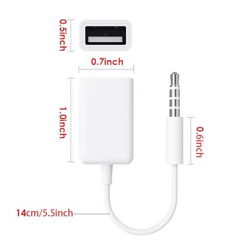 Cable adaptador de audio Jack 3.5mm macho a USB hembra miniatura 5