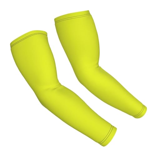 Salelf Yellow Arm Sleeves Cooling UV Sun Protection Sports Compression Sleeves for Men Women Golf Basketball Arm Sleeves