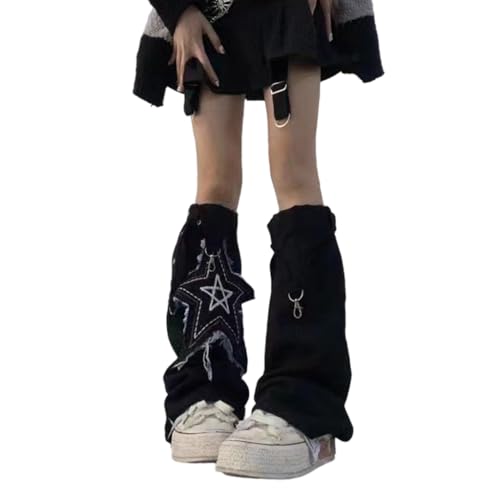 Retro Punk Leg Sleeves Solid Leg Warmers with Star Charm for Daily Wear Photoshoots Parties and Performances