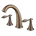 Beelee Deck Mounted Three Holes Double Handles Widespread Bathroom Sink Faucet, Antique Brass Finished