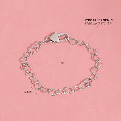 925 Sterling Silver Heart Link Chain Bracelet For Toddlers and Little Girls 5"-6" - Children's Heart Shaped Jewelry - Plain Chain Link Bracelet For Toddler Girls4