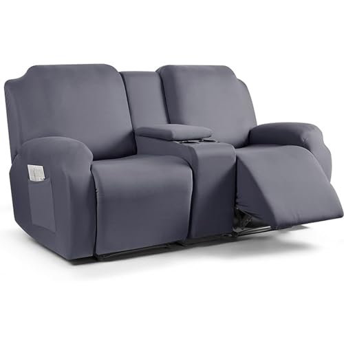 Fundas elásticas para sofá reclinable con consola central protector antideslizante lavable 2