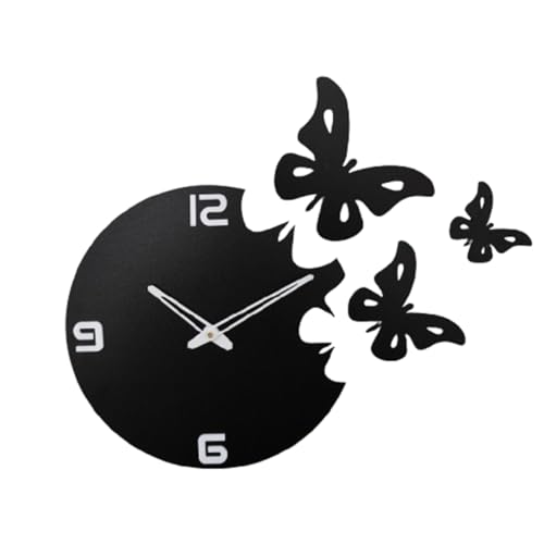 Image of cozyloom Butterfly Design Analog Wall Clock for Living Room Bedroom Hallway Home Wall Decor Modern Decorative Wall Mounted Clock for Home Office Interior Decoration
