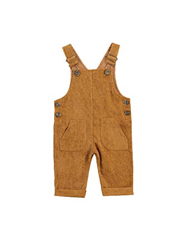 WangsCanis Salopette Bébé Garçon Fille en Velours Côtelé Combinaison Bébé à Bretelles Vêtement Bébé Chic 0-24 Mois (Jaune, 0-6 Mois) Cover