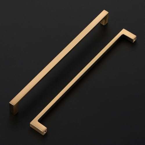 Image of Ravinte Champagne Bronze Kitchen Cabinet Solid Handles,10 Inch,5 Pack | Solid Zinc Alloy, Modern Slim Style, Square Design, Deep-Thread Firm Base, Screws Included, for Kitchen Drawers & Cupboards