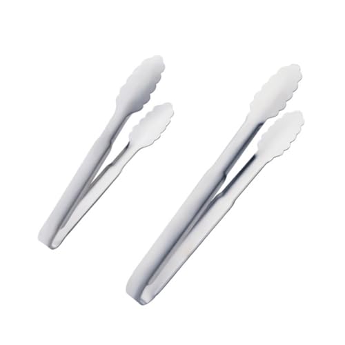 LALADEFIEE 2Pcs Stainless Steel Food Clamps Heavy Duty Bread Barbecue Clips Kitchen Tongs for Grilling Cooking and Serving