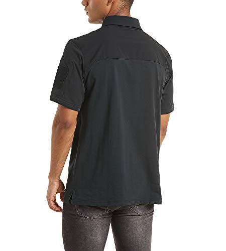 Camisa polo masculina de manga curta com bolsos e zíper CRYSULLY, Dark Gray, XX-Large