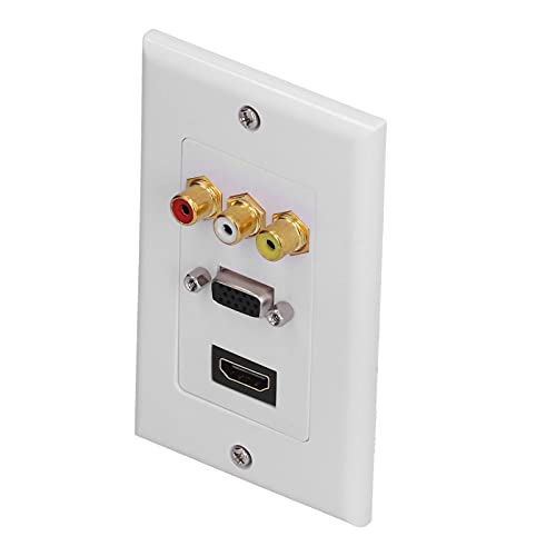 Hapivida Panel Multimedia para Pared, Conector AV HDMI VGA, Placa de Pared ABS Instalación Integrada para Home Cinema Televisor - imagen 2