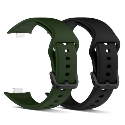 Image of Kapture Straps Compatible with Redmi Watch Move, Redmi Watch Move Strap TPU Watch Straps - Quick Release Watch Bands Soft Waterproof for Men Women (Green-Black)