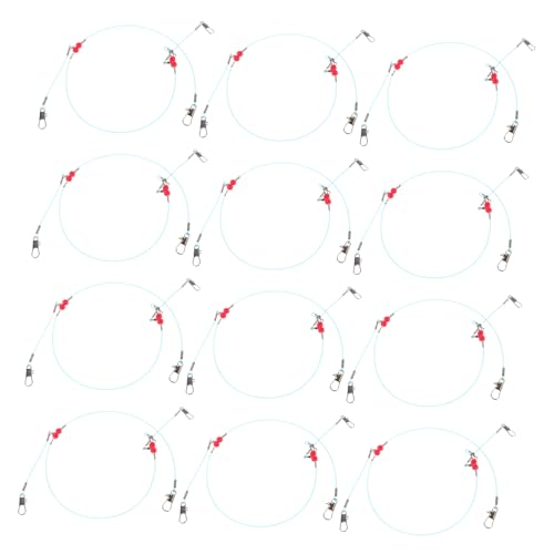 ibasenice 12個 路?前??ナイロン製 耐摩耗性高 強靭ワイヤーリーダー 透明ブルー設計 海水淡水両用 釣り仕掛け用フック対応 魚歯防止安定性