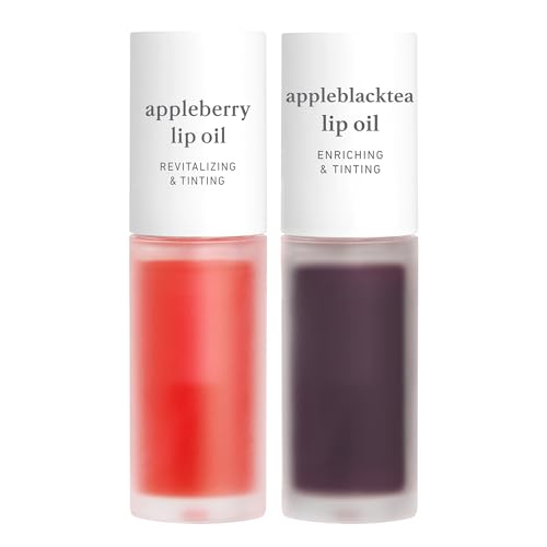 Image of NOONI Korean Lip Oil Set - Appleberry & Appleblacktea - Long-Lasting, Moisturizing, Plumping, Revitalizing for Dry Lips - Waterproof, No Peel Off, Stocking Stuffers Lip Plumper (2EA, 0.12 fl oz)