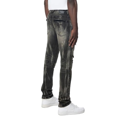 Smoke Rise Men's Rip and Repair Vertical Lighting Effect Jean's3