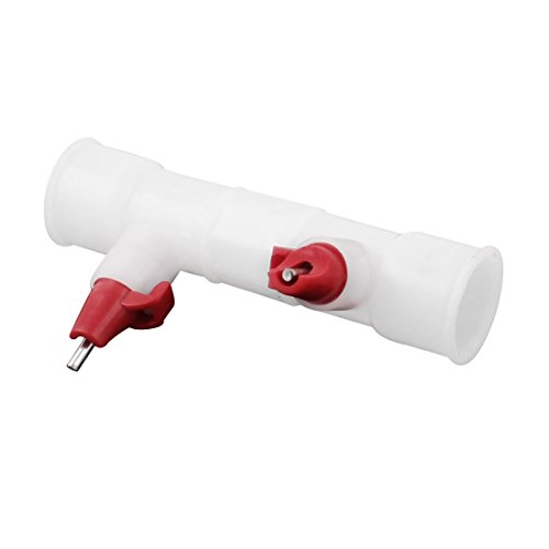 Chicken Waterer Double Nipple Drinker Automatic Water Feeder, 22mm Diameter, White