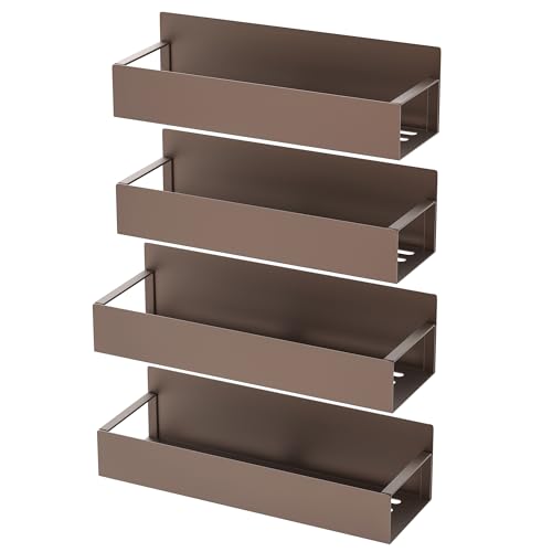 Image of HuggieGems Metal Magnetic Spice Rack for Refrigerator Bronze, 4 Pack