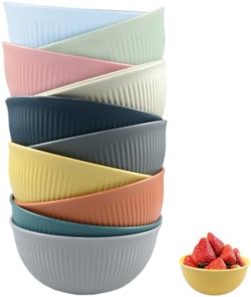 Black Plastic Bowls Set Of 10, 15cm Unbreakable Cereal Bowl Reusable
