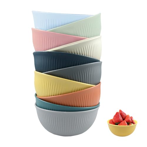 YunBey Bol à Céréales Lot de 10 Grands Saladier Plastique Bols Petit Déjeuner Reutilisable Incassable et Leger Grand Bols pour Soupe Salade Céréales...