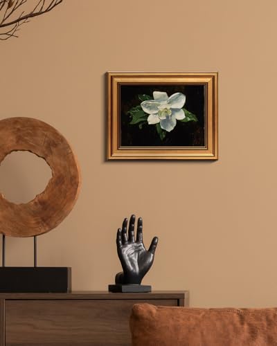 Image of VIYYIEA Gold Framed Vintage Wall Art for Living Room, Flowers Canvas Prints Home Decor, Oil Painting Picture, Bedroom Wall Decor Gifts for Friends or Family -【Magnolia】-(10L x 8W)
