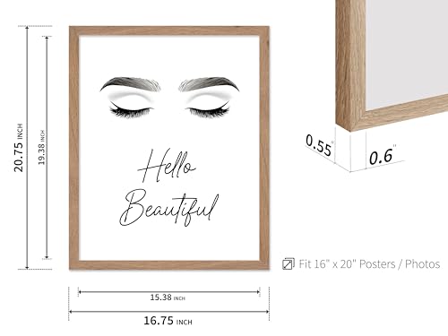 Image of Poster Master Fashion Poster - Hello Beautiful Print - Trendy Art - Modern Art - Minimal Art - Gift for Men, Women & Fashionista - Glam Decor for Dorm, Living Room or Bedroom, 16x20 Beige Framed