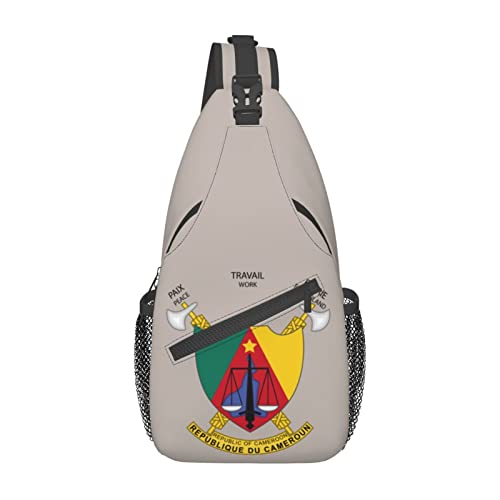 Mochila bandolera unisex National Emblem Cameroon negra miniatura 2