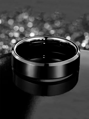 Image of Yellow Chimes Black Rings For Men | Pack of 1 Stainless Steel Men Ring | Single Toned Black Finger Ring for Boys | Ideal Gift For Men and Boys