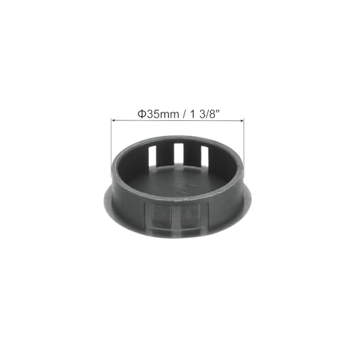Image of MECCANIXITY 64PCS 35mm(1 3 /8 inch) Dark Grey Plastic Hole Plugs, Flush Type Panel Hole Plugs Insert End Caps for Locking Hole Tubes Furniture Cabinet