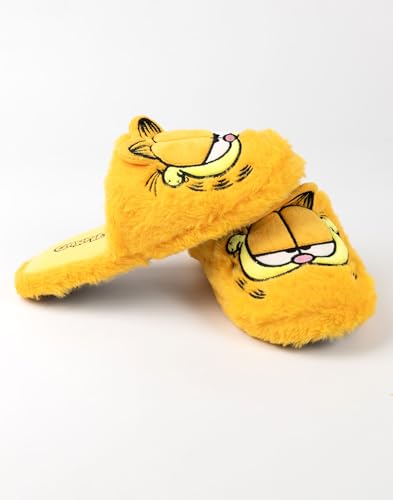 Garfield Fluffy Yellow Slippers | Unisex Animated Tabby Cat House Sliders | Soft Slip-On Footwear for Adults2