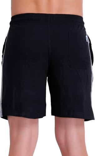 Image of T.T. Cotton Blend Shorts for Men | Regular Fit | Elasticated & Zipper | 2 Sided Pockets & 1 Back Pocket | Solid | Above Knee Length Bermuda Short | Ideal for Casual Outings