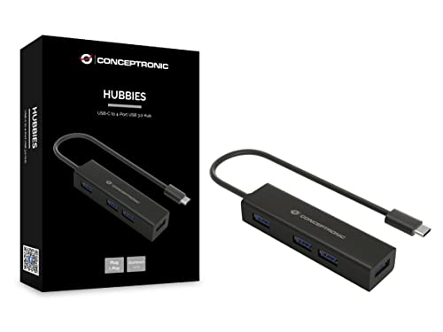 Conceptronic HUBBIES07B/ 4-Port USB 3.0 Aluminium Hub 3.1/C-/ 4x3.0/ Black, Multicoloured - Image 2