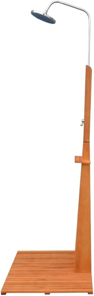 SKM Outdoor Shower 82.7"x27.6" x27.6", Portable Outdoor Shower, Outside Shower Solid Eucalyptus Wood Brown and Silvery