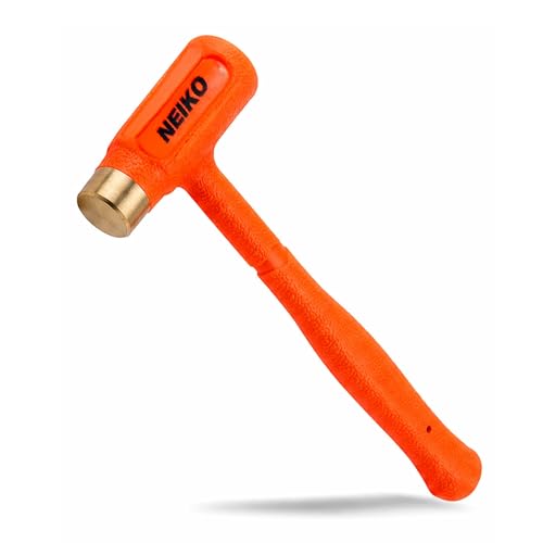 Image of NEIKO 02871A Dead Blow Hammer With Brass Cap, 1.5 Pounds, Neon Orange Deadblow Hammers, Mallet, Spark and Rebound Resistant, Unibody Molded, Soft Blow Rubber, Non Slip Grip, Steel Shot and Core