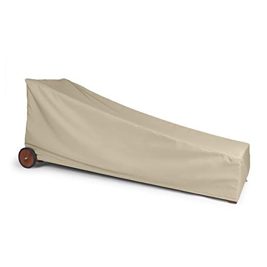 Covermates Outdoor Chaise Lounge Cover - Water Resistant Polyester, Drawcord Hem, Mesh Vents, Seating and Chair Covers-Khaki