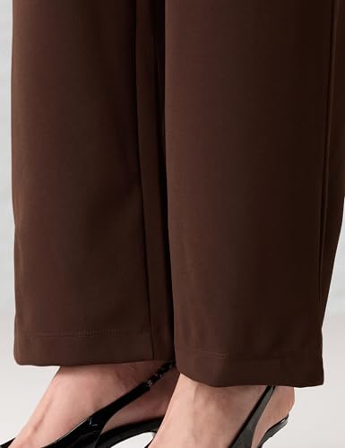 Image of Amazon Brand - Symbol Women Wide Leg Pleated Knit Crape Casual Trouser (Available in Plus Sizes)