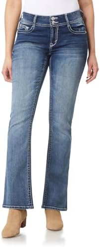 WallFlower Womens Luscious Curvy Bootcut Mid-Rise Bling Insta Str...
