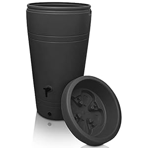 YourCasa Regenton 230 liter [Decore Design] regenvat vorstbestendig van kunststof – regenwaterton met kraan – regenwatertank tuin (antraciet)