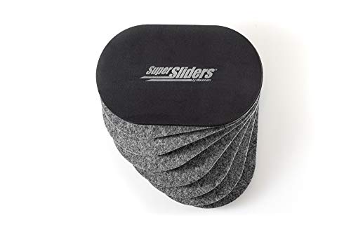 Super Sliders 5 3/4" X 9 1/2" Oval Reusable Furniture For Hard Surfaces - Effortless Moving And Surface Protection, Gray (4 Pack) #TOP6