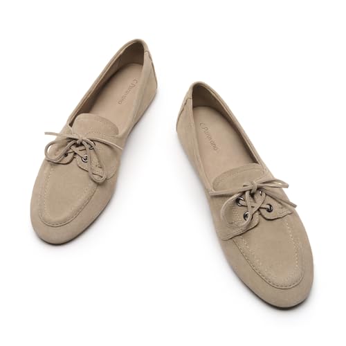 Image of C.Paravano Women Suede Leather Loafers Slip-ons Moccasin Boat Shoes Flats | Feels like a second skin, Soft, Comfortable, Lightweight, Easy to walk,Cushioned insole